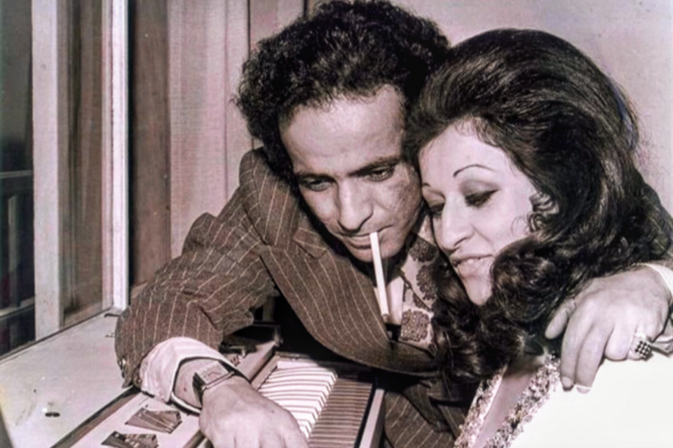 وردة الجزائرية مع بليغ حمدي عام 1972.